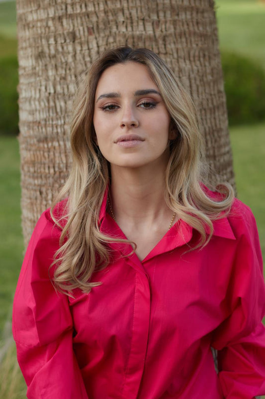 Pink Shirt Dress with balloon sleeves