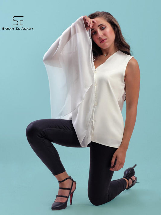 Off White Asymmetrical Top