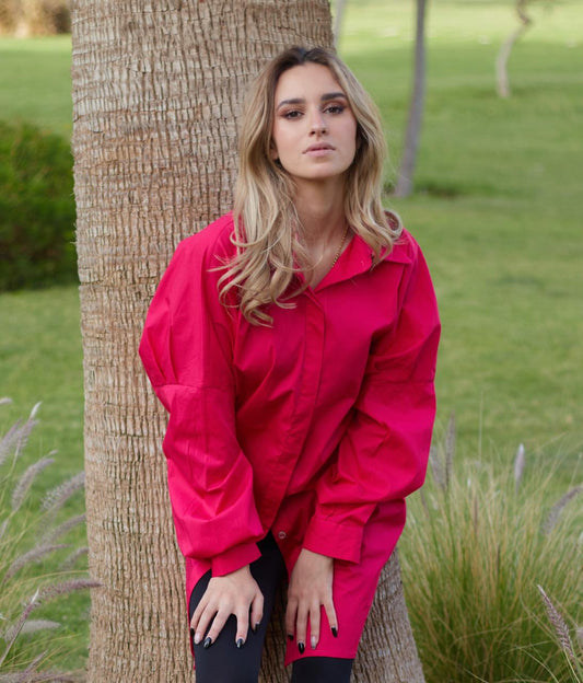Pink Shirt Dress with balloon sleeves