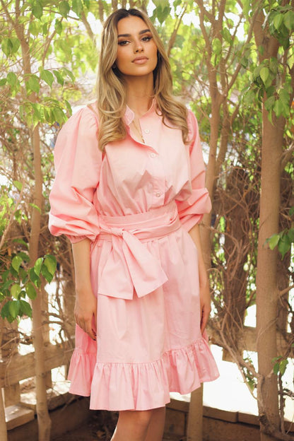 Puff long sleeve dress