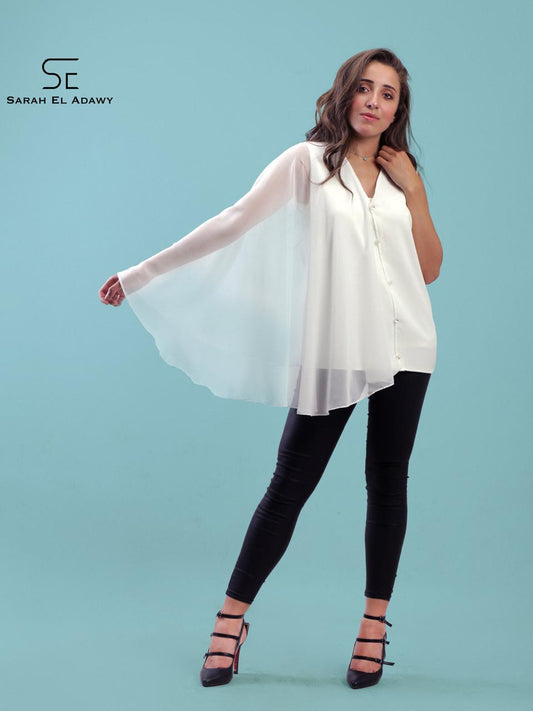 Off White Asymmetrical Top